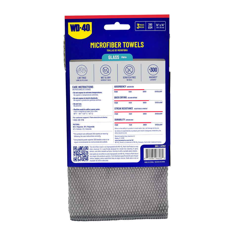 3-pack | Multipurpose Microfiber Towel | Glass & Lint Free | WD-40