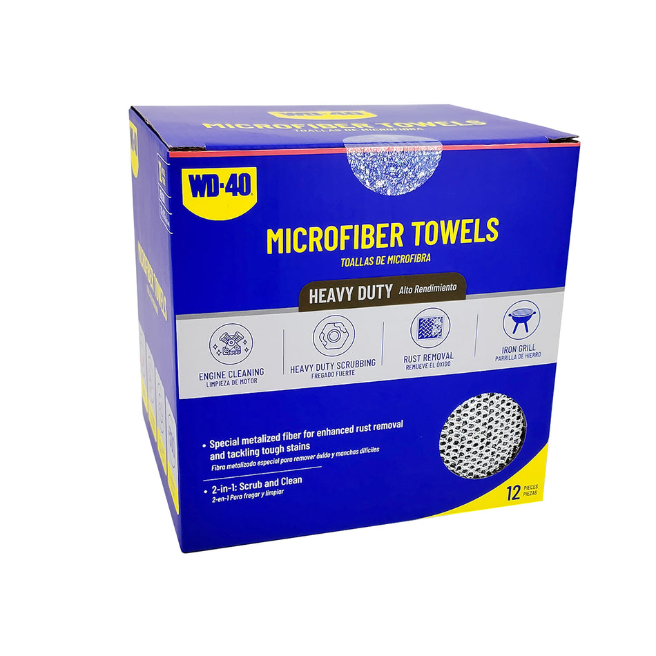 12 Pack | Heavy Duty Metalized Microfiber Towel | 250 GSM, 13x13 inch | WD-40