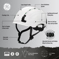 white, Vented | front view with labeled features diagram | Safety Helmet | Type 2, Vented with Koroyd® | GH500W
