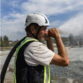 white, Vented | person wearing helmet outdoors waterside | Safety Helmet | Type 2, Vented with Koroyd® | GH500W