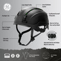 black, Vented | three-quarter view with labeled features | Safety Helmet | Type 2, Vented with Koroyd® | GH500BK