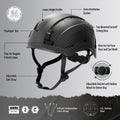 carbon black, Vented | side angle view with labeled features | Safety Helmet | Type 2, Vented with Koroyd® | GH500CB