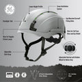 gray, Vented | side profile view with labeled features | Safety Helmet | Type 2, Vented with Koroyd® | GH500G