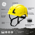 yellow, Vented | side view with labeled features highlighted | Safety Helmet | Type 2, Vented with Koroyd® | GH500Y