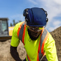 blue, Vented | worker wearing helmet on construction site | Safety Helmet | Type 2, Vented with Koroyd® | GH500B