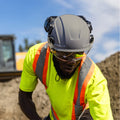 gray, Vented | worker wearing helmet on construction site | Safety Helmet | Type 2, Vented with Koroyd® | GH500G
