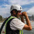 white, Vented | worker wearing helmet outdoors in profile | Safety Helmet | Type 2, Vented with Koroyd® | GH500W