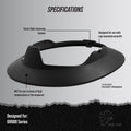 black | angled view with labeled specifications | Full Brim Accessory — GE PPE GH626 | GH626BK