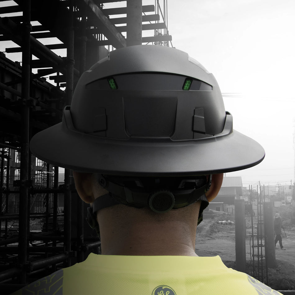 black | back view worn on construction site | Full Brim Accessory — GE PPE GH626 | GH626BK