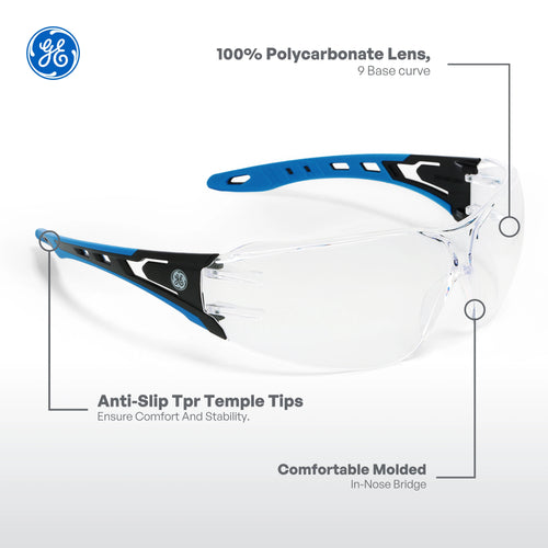 Frameless Wrap-Around Safety Glasses — GE PPE 15 Series, Dielectric, ANSI Z87.1