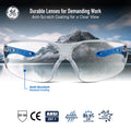 black/blue, Clear Anti-Scratch | Frameless Wrap-Around Safety Glasses — GE PPE 15 Series, Dielectric, ANSI Z87.1 | GE115C