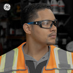black/blue, Clear Anti-Scratch | Full Frame Safety Glasses — GE PPE 04 Series, Anti-Fog, ANSI Z87.1 | GE104C