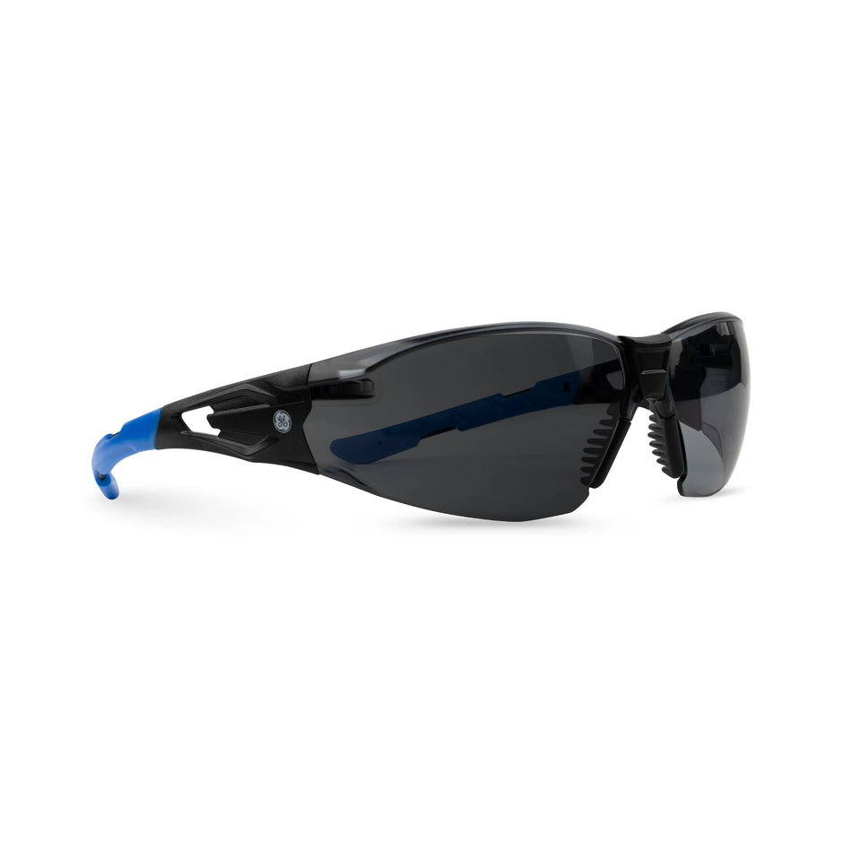 black/blue, Smoke Anti-Fog | Frameless, ANSI Z87.1, UV Protection | Frameless Safety Glasses — GE PPE 05 Series, ANSI Z87.1 & EN 166 | GE205SAF
