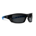 black/blue, Smoke Anti-Fog | side view with blue temple accent | Full Frame Safety Glasses — GE PPE 04 Series, Anti-Fog, ANSI Z87.1 | GE104SAF
