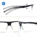 black, Clear Anti-Fog | side view with multiple detail angles | Wrap-Around Half-Frame Safety Glasses — GE PPE 08 Series, Anti-Fog, ANSI Z87.1 | GE208CAF