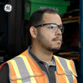 black, Clear Anti-Fog | model wearing safety glasses side profile | Wrap-Around Half-Frame Safety Glasses — GE PPE 08 Series, Anti-Fog, ANSI Z87.1 | GE208CAF