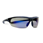 black/indigo, Blue Mirror Anti-Fog | side view showing lens and frame design | Anti-Fog Wrap-Around Safety Glasses — GE PPE 09 Series, ANSI Z87.1 & EN 166 | GE109BAF