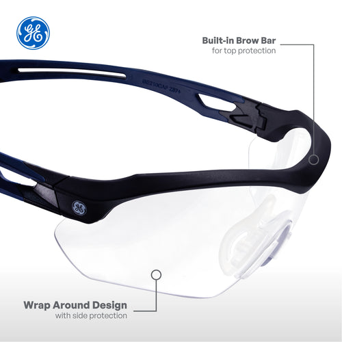 Wrap-Around Safety Glasses — GE PPE 10 Series, Anti-Fog, ANSI Z87.1