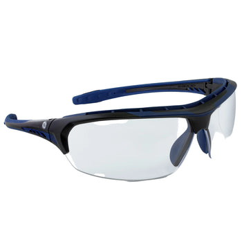 black/indigo, Clear Anti-Fog | side angle view of protective eyewear | 09 Series - Safety Glasses | GE109CAF