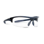 black/indigo, Clear Anti-Fog | side angle view of protective eyewear | Anti-Fog Wrap-Around Safety Glasses — GE PPE 09 Series, ANSI Z87.1 & EN 166 | GE109CAF