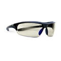 black/indigo, I/O Mirror Anti-Fog | three-quarter view with detachable lens | Anti-Fog Wrap-Around Safety Glasses — GE PPE 09 Series, ANSI Z87.1 & EN 166 | GE109MAF