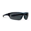 black/indigo, Smoke Anti-Fog | side view of sporty protective eyewear | Anti-Fog Wrap-Around Safety Glasses — GE PPE 09 Series, ANSI Z87.1 & EN 166 | GE109SAF