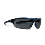 black/indigo, Smoke Anti-Fog | side view of sporty protective eyewear | Anti-Fog Wrap-Around Safety Glasses — GE PPE 09 Series, ANSI Z87.1 & EN 166 | GE109SAF