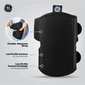 black | three-quarter view with labeled features | Low-Profile EVA Foam Knee Pads — GE PPE GR550, EN14404 Type 2 | GR550