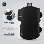 black | three-quarter view with labeled features | Low-Profile EVA Foam Knee Pads — GE PPE GR550, EN14404 Type 2 | GR550