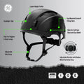 black, Non-Vented | worker wearing helmet on construction site | Non-Vented Type 1 Safety Helmet with Koroyd — GE PPE GH401, ANSI Z89.1-2014 Class E | GH401BK