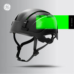 black, Vented | model wearing helmet outdoors waterside | Vented Type 2 Safety Helmet with Koroyd — GE PPE GH500, ANSI Z89.1 Class C | GH500BK