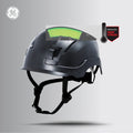 black, Vented | worker wearing helmet on construction site | Vented Type 1 Safety Helmet with Koroyd — GE PPE GH400, ANSI Z89.1-2014 Class C | GH400BK