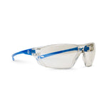 blue, I/O Mirror Anti-Fog | side view of protective eyewear | Frameless Safety Glasses — GE PPE 03 Series, ANSI Z87.1 | GE103MAF