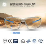 blue, I/O Mirror Anti-Fog | front view with landscape background | Frameless Safety Glasses — GE PPE 03 Series, ANSI Z87.1 | GE103MAF