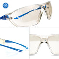 blue, I/O Mirror Anti-Fog | side and front multi-angle detail view | Frameless Safety Glasses — GE PPE 03 Series, ANSI Z87.1 | GE103MAF