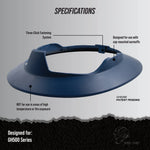 blue | labeled product specifications and features shown | Full Brim Accessory — GE PPE GH626 | GH626B