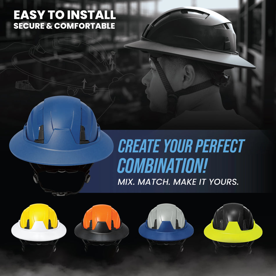blue | top and front views with color options | Full Brim Accessory — GE PPE GH626 | GH626B