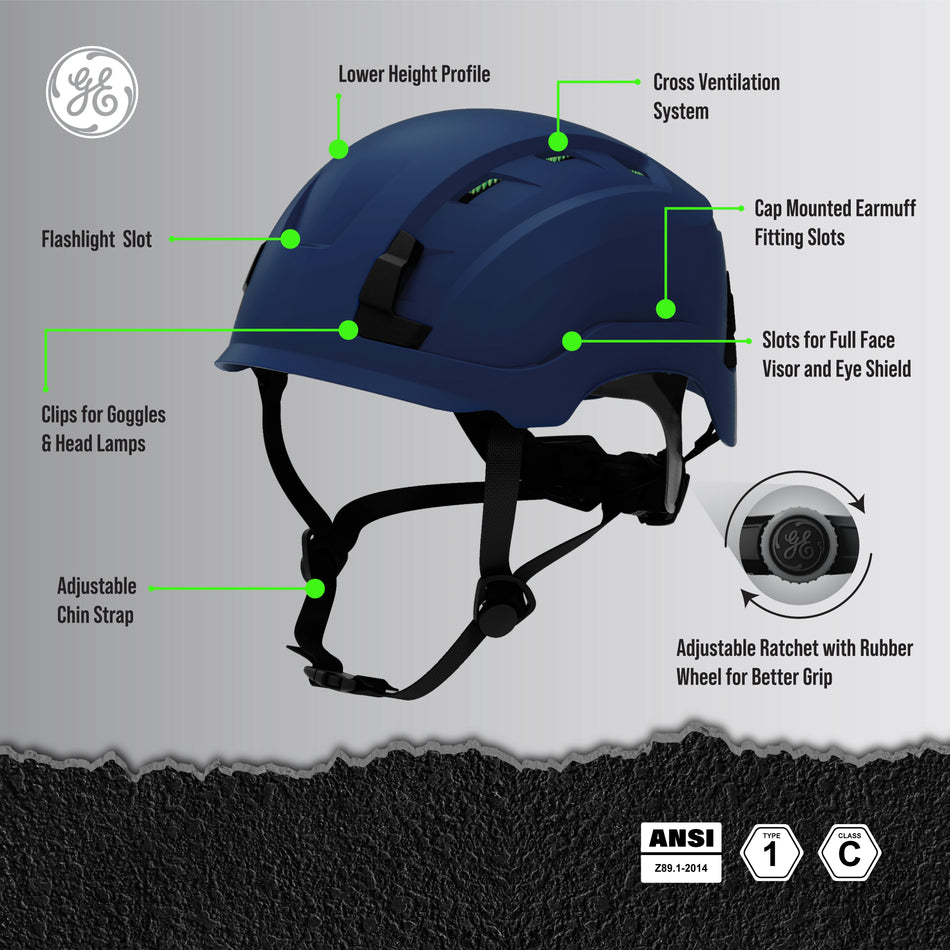 General Electric Type 1 Vented Safety Helmet, GH400Y, Yellow