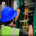 blue | worker wearing hard hat in industrial setting | Vented Full Brim Hard Hat — GE PPE GH328, ANSI Z89.1-2014 Type 1 Class C | GH328B