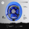 blue | top-down view with labeled specifications | Vented Full Brim Hard Hat — GE PPE GH328, ANSI Z89.1-2014 Type 1 Class C | GH328B