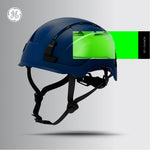 blue, Vented | person wearing helmet at construction site | Vented Type 2 Safety Helmet with Koroyd — GE PPE GH500, ANSI Z89.1 Class C | GH500B