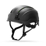 carbon black, Non-Vented | three-quarter view of safety helmet with straps | Non-Vented Type 2 Safety Helmet with Koroyd — GE PPE GH501, ANSI Z89.1-2014 Class E & G | GH501CB
