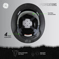 carbon black | top-down interior view with specifications | Vented Full Brim Hard Hat — GE PPE GH328, ANSI Z89.1-2014 Type 1 Class C | GH328CB