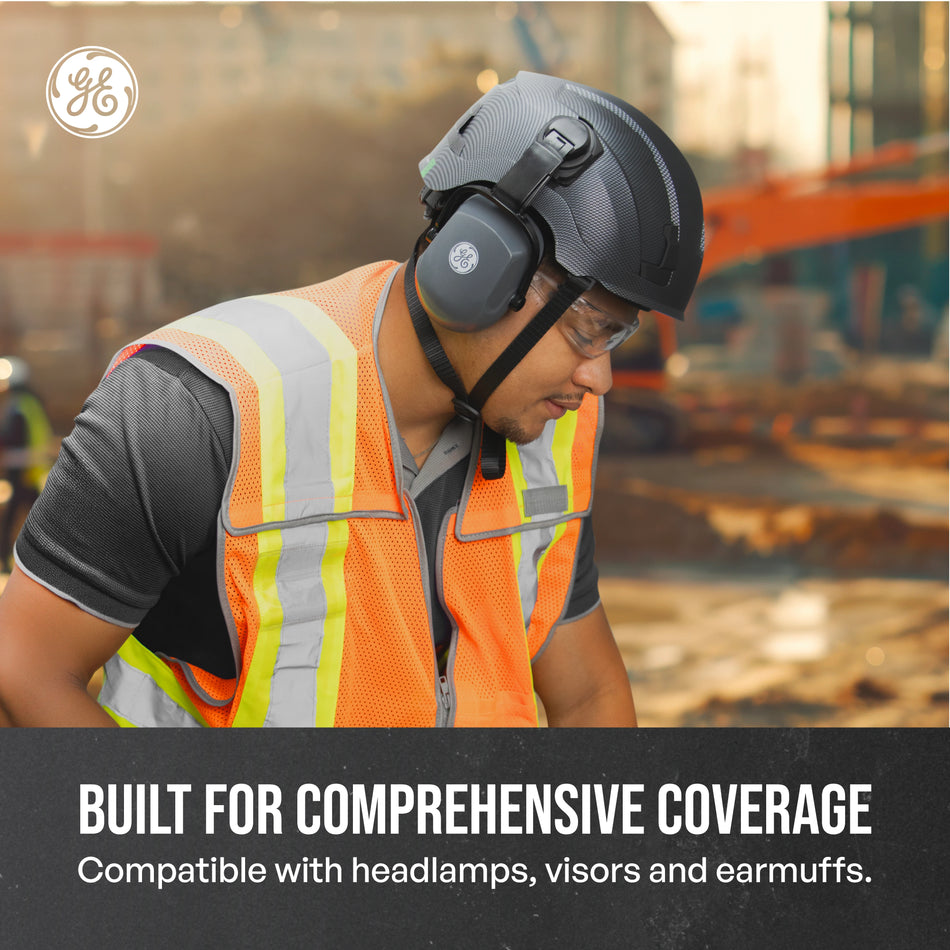 carbon black, Vented | Vented Type 2 Safety Helmet with Koroyd — GE PPE GH500, ANSI Z89.1 Class C | GH500CB
