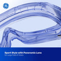 clear anti-fog | close-up of curved panoramic lens design | Anti-Fog Safety Goggles — GE PPE GE148CAF, Clear Lens | GE148CAF