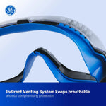 clear anti-fog, Indirect | close-up of ventilation system detail | Anti-Fog Professional Safety Goggles — GE PPE GE149CAF, Clear Lens | GE149CAF