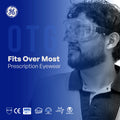 clear anti-fog | model wearing safety goggles side profile | Anti-Fog Safety Goggles — GE PPE GE148CAF, Clear Lens | GE148CAF