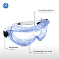 clear anti-fog | three-quarter view with feature callouts | Anti-Fog Safety Goggles — GE PPE GE148CAF, Clear Lens | GE148CAF
