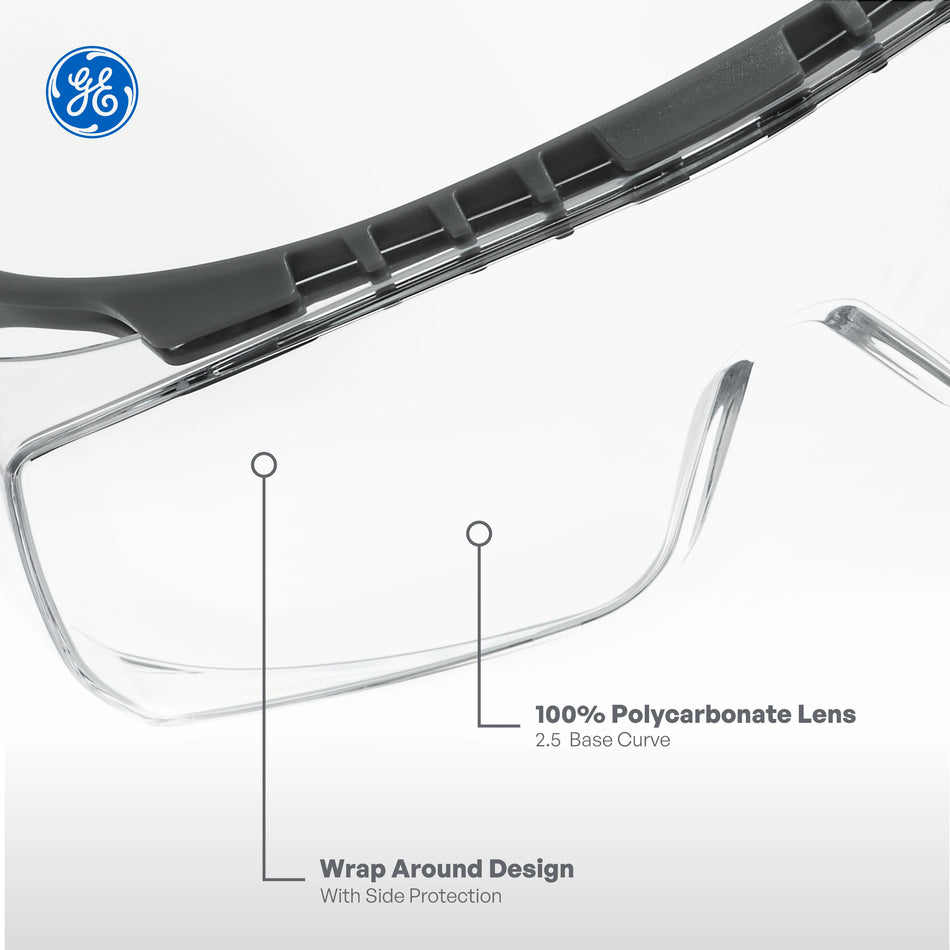 clear anti-scratch | Over-Prescription OTG Safety Glasses — GE PPE 12 Series, Dielectric, ANSI Z87.1 | GE112C