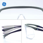 clear anti-scratch | top view with multiple angle details | Over-Prescription OTG Safety Glasses — GE PPE 12 Series, Dielectric, ANSI Z87.1 | GE112C